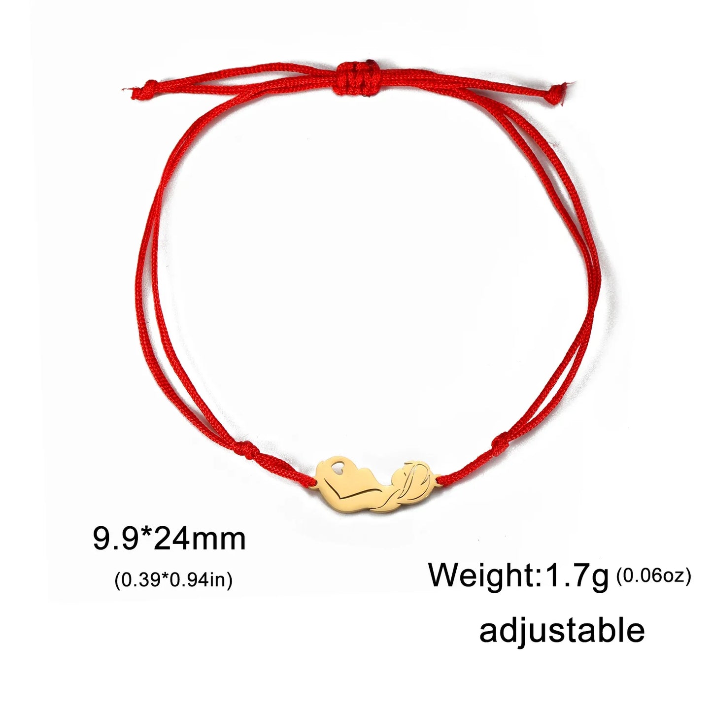 Teamer Stainless Steel Baby Mom Beads Charm Bracelet Red Black Purple Rope Bracelets Family Jewelry for Women Mother's Day Gift