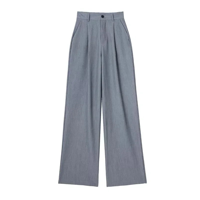 ASDS Women's Formal Pants Office Wear Women Striped Grey Black Pants Woman High Waist Baggy Suit Pants Casual Wide Leg Trousers