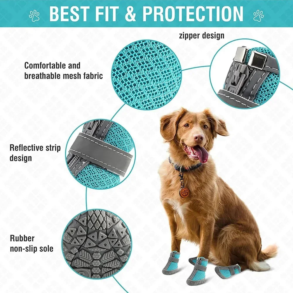 4pcs Dog Shoes Anti-slip