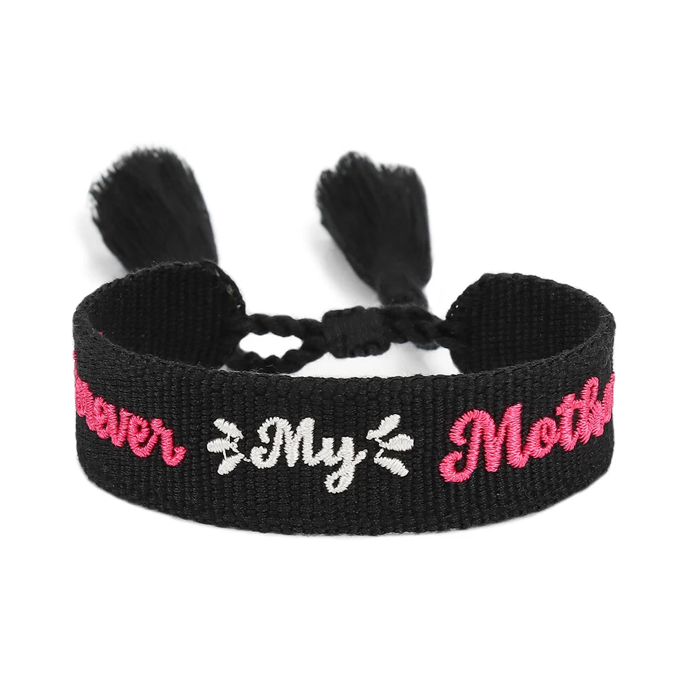 Woven Embroidery Bracelets Adjustable Bracelet Gift For Super Mom