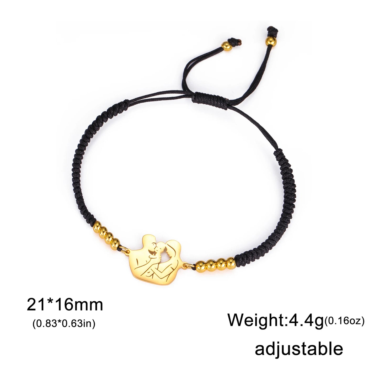 Teamer Stainless Steel Baby Mom Beads Charm Bracelet Red Black Purple Rope Bracelets Family Jewelry for Women Mother's Day Gift
