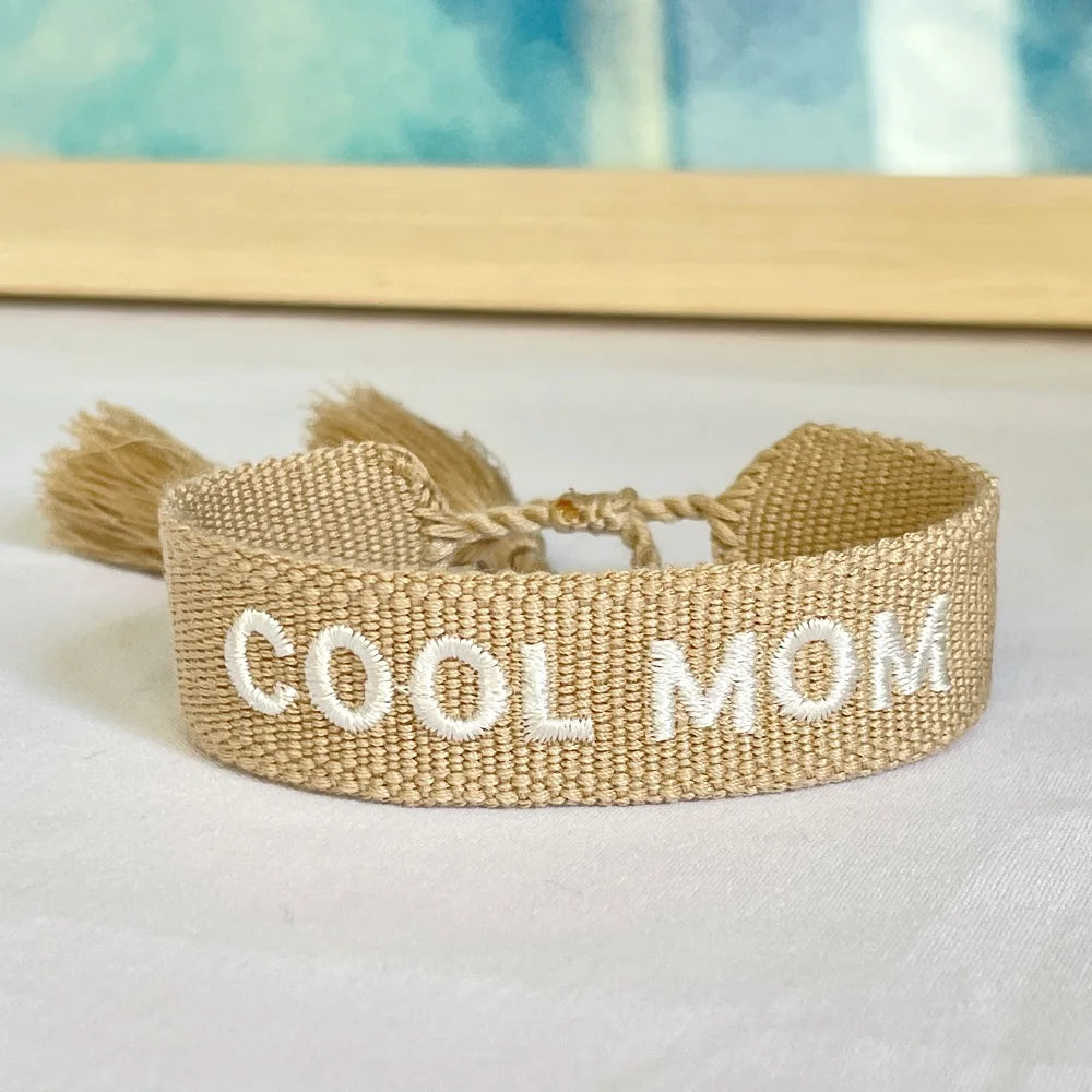 Woven Embroidery Bracelets Adjustable Bracelet Gift For Super Mom