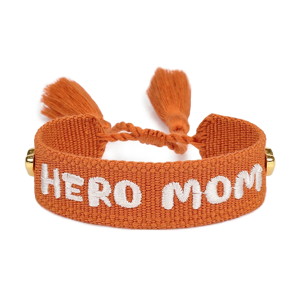 Woven Embroidery Bracelets Adjustable Bracelet Gift For Super Mom