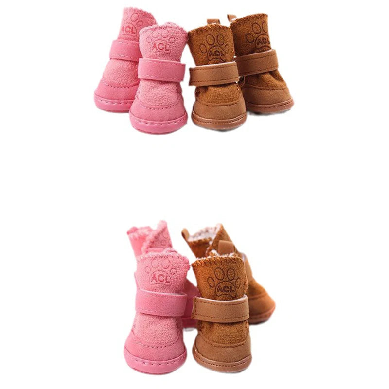 4pcs/set Pet Shoes Winter Warm Shoes for Small Medium Dogs/Cat Anti-Slip
