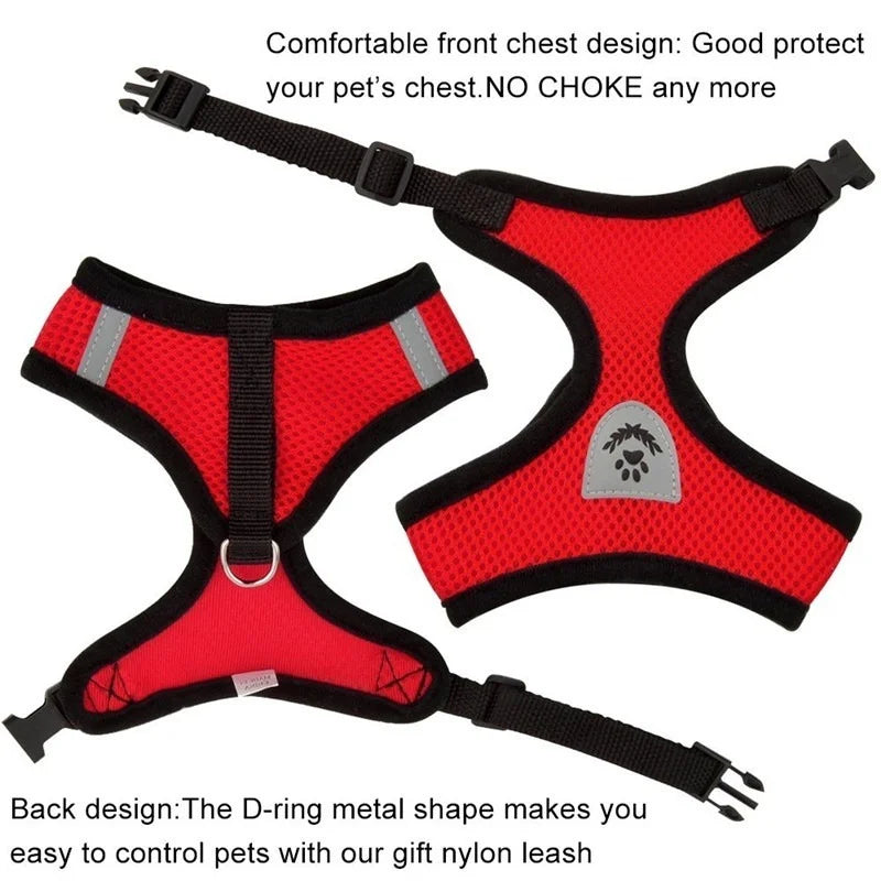 Cat Dog Harness with Lead Leash Adjustable Vest Polyester Mesh Breathable