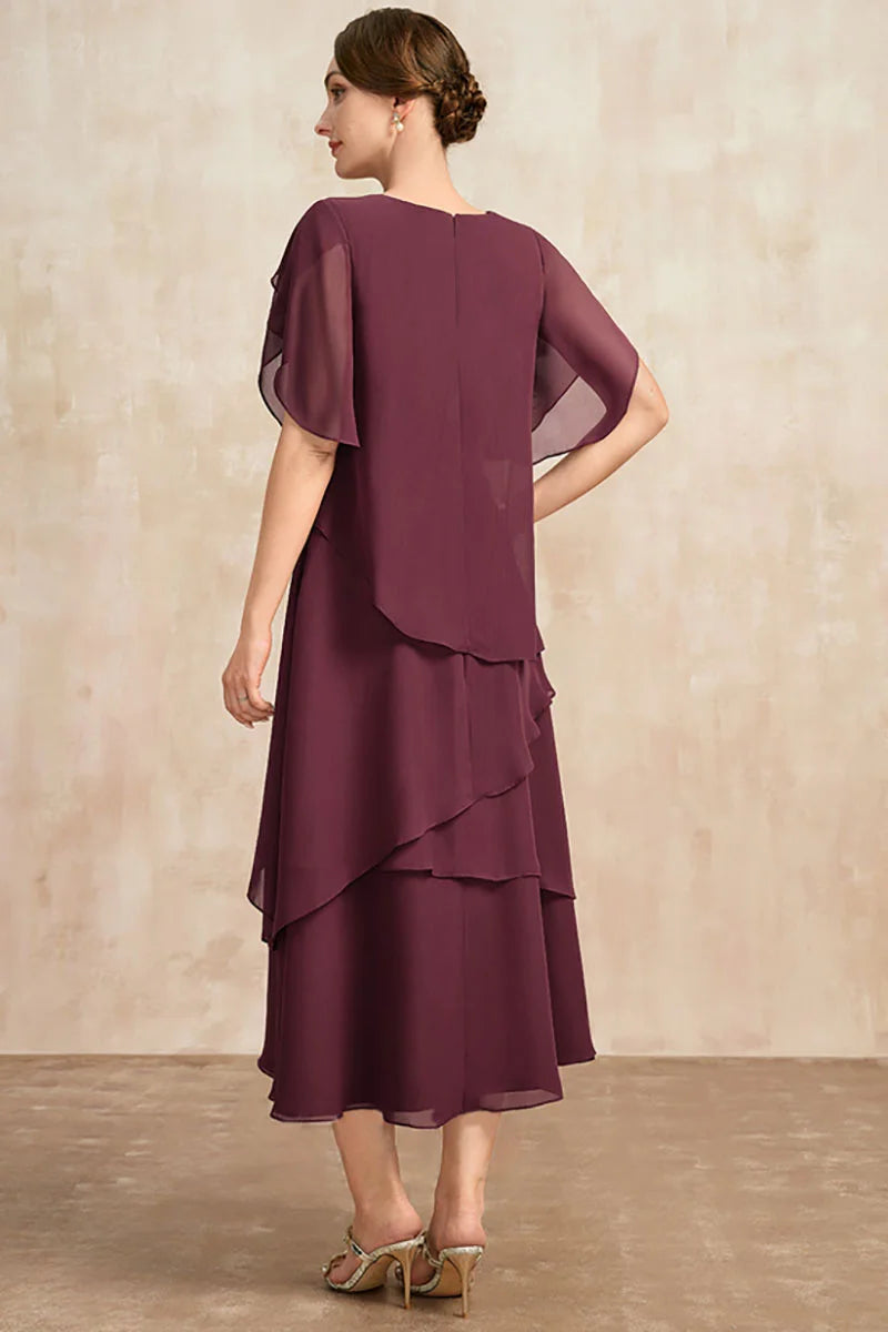 Chiffon Women's Dress Summer Irregular Midi Dresses Ladies Elegant Short Sleeve Party Dress Wedding