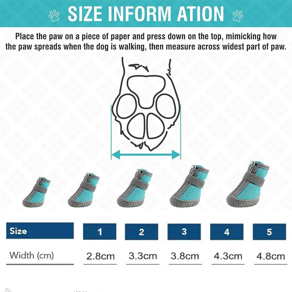 4pcs Dog Shoes Anti-slip