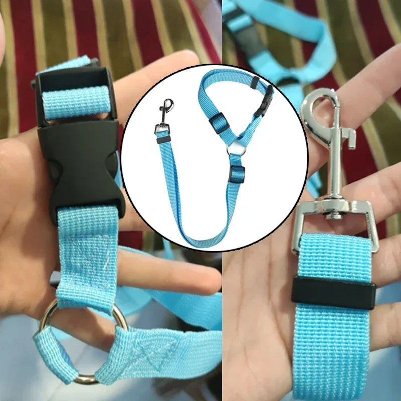 Backseat Safety Belt Adjustable Dogs Harness Collar Pet Accessories