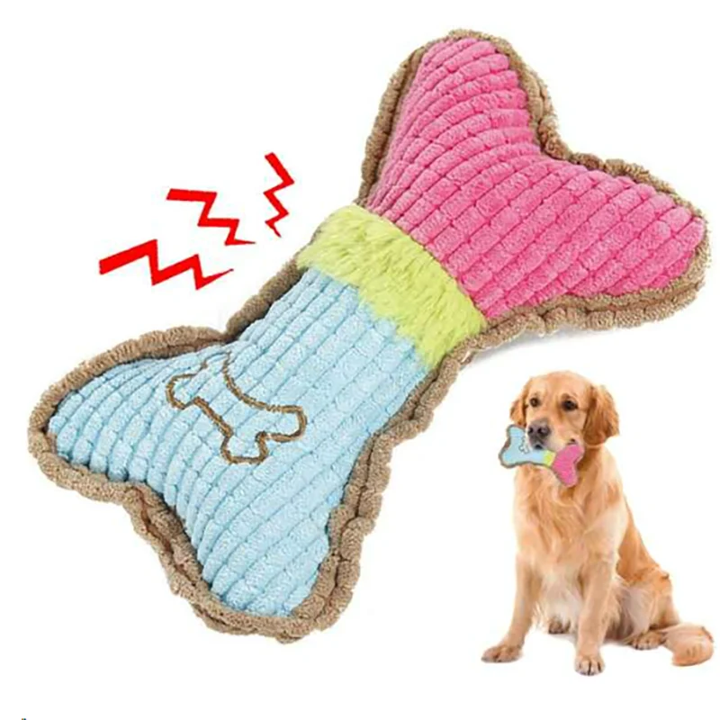 Squeaky Toys, Bones Plush Dogs Chew Toy for Small Medium Breed Puppy Aggressive Chewer Pets Puppy Playing Cleaning Teeth
