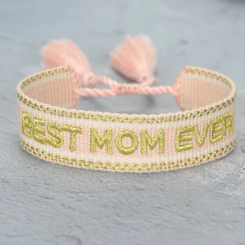Woven Embroidery Bracelets Adjustable Bracelet Gift For Super Mom