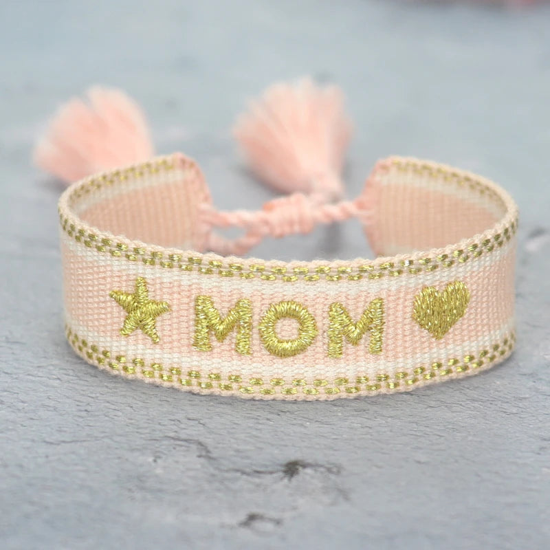 Woven Embroidery Bracelets Adjustable Bracelet Gift For Super Mom