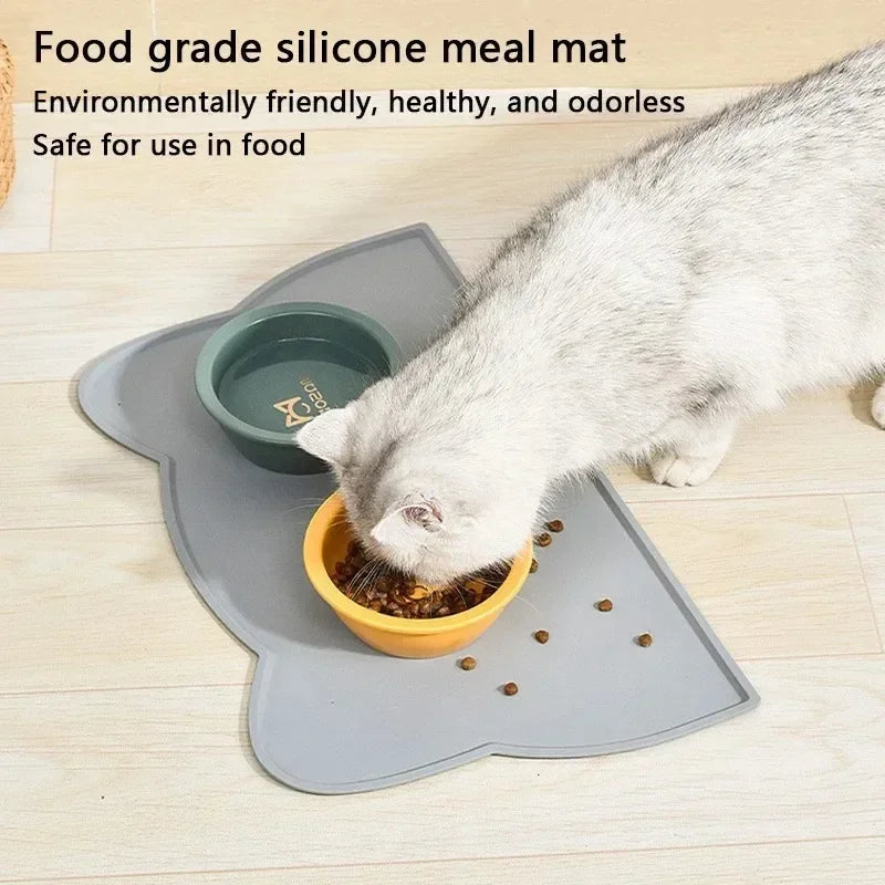 Non-Slip Pet Silicone Food Mat Bowl Pad for Cats Dogs
