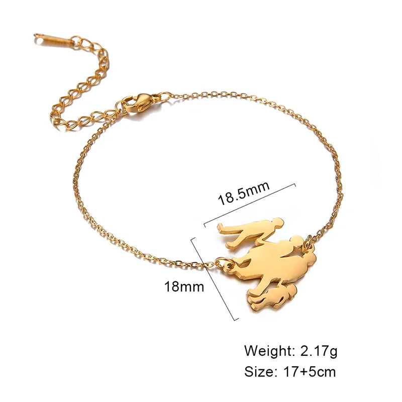 Teamer Stainless Steel Baby Mom Beads Charm Bracelet Red Black Purple Rope Bracelets Family Jewelry for Women Mother's Day Gift