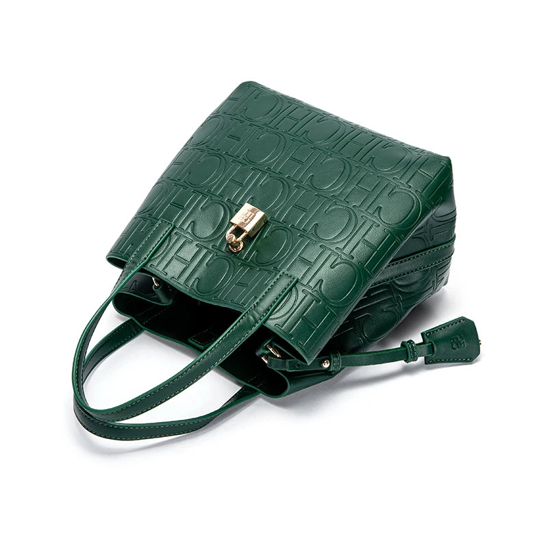 Women's Handbag Letter Printed Metal Accessories Large Capacity Solid Color