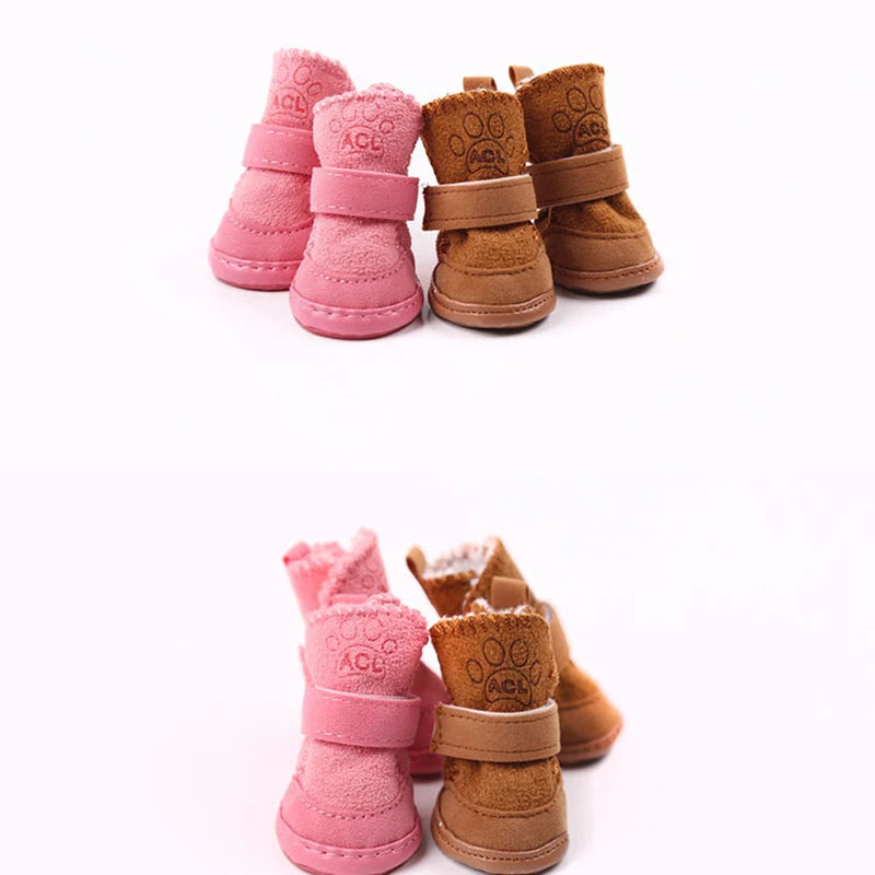 4pcs/set Pet Shoes Winter Warm Shoes for Small Medium Dogs/Cat Anti-Slip