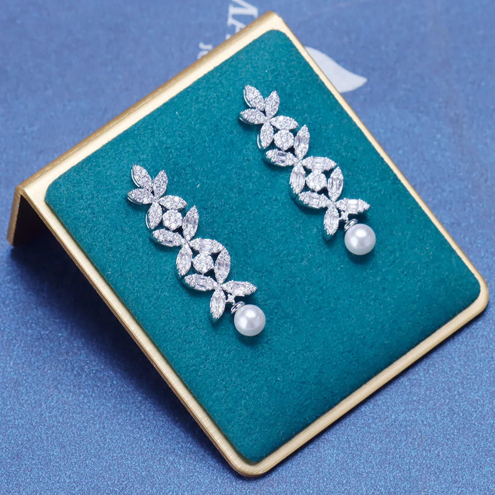 Newly Designed 4 PCS AAAA Zirconia Set Jewelry Women's Wedding Party Necklace Earring Accessories