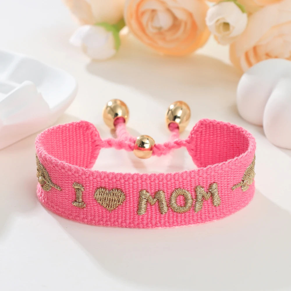 Woven Embroidery Bracelets Adjustable Bracelet Gift For Super Mom