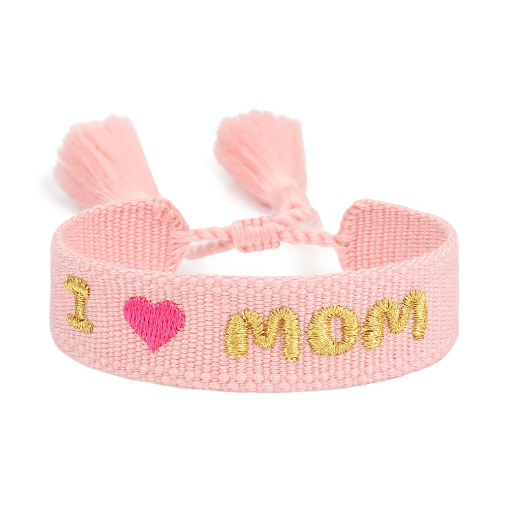 Woven Embroidery Bracelets Adjustable Bracelet Gift For Super Mom