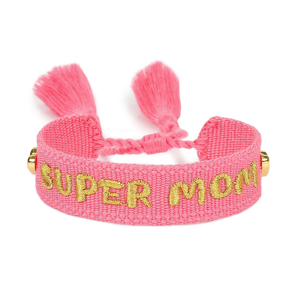 Woven Embroidery Bracelets Adjustable Bracelet Gift For Super Mom