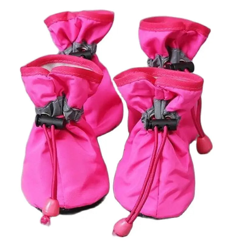4pcs/set Waterproof Pet Shoes Anti-Slip Rain Boots