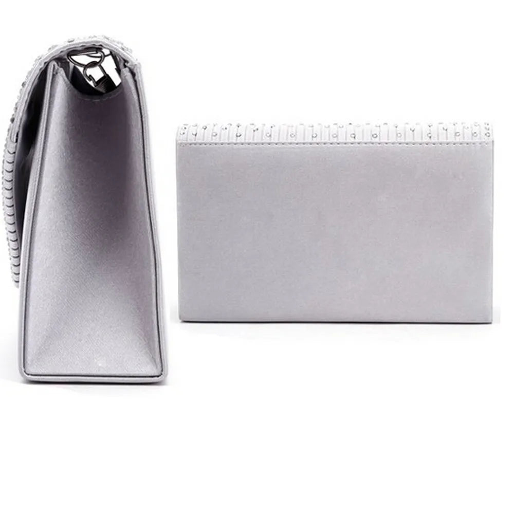 Ladies Messenger Bag Large Evening Satin Diamante
