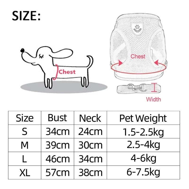 Harness for Small Dogs Cats Adjustable And Leash Set Breathable Vest