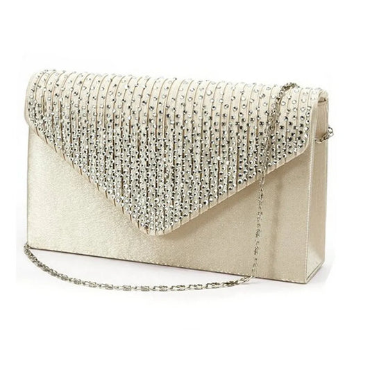 Ladies Messenger Bag Large Evening Satin Diamante