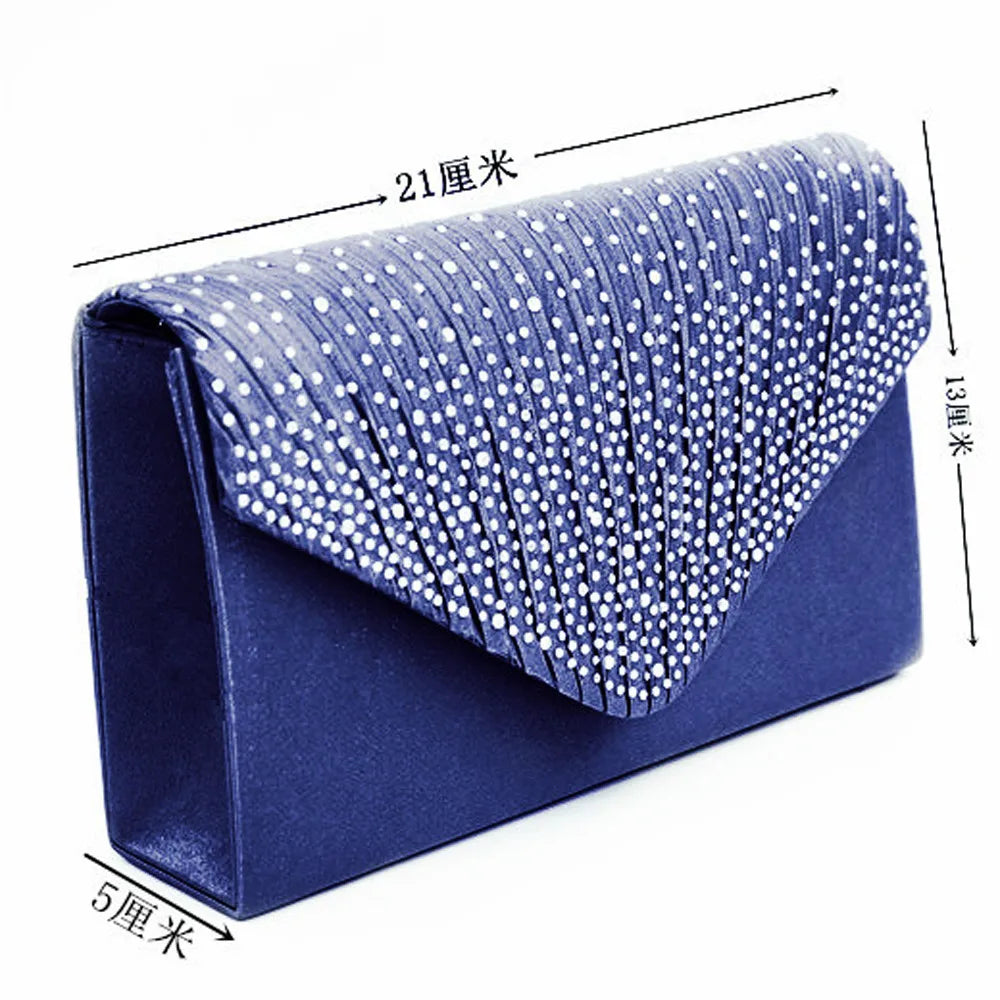 Ladies Messenger Bag Large Evening Satin Diamante