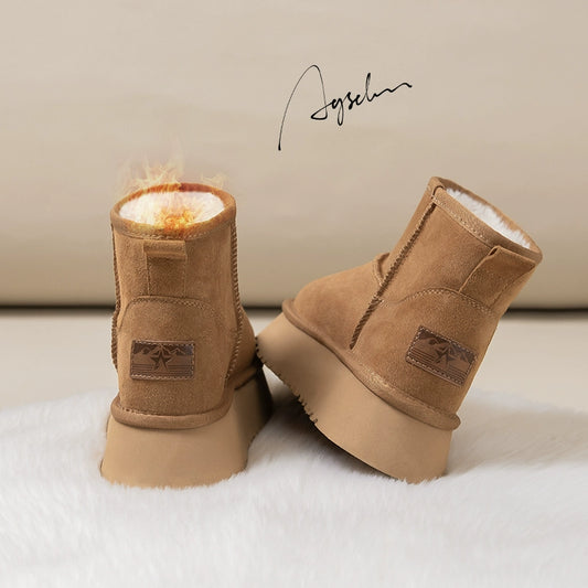 Winter Knee Socks Northeast Cotton Padded Shoes Genuine Leather Non-Slip Snow Boots