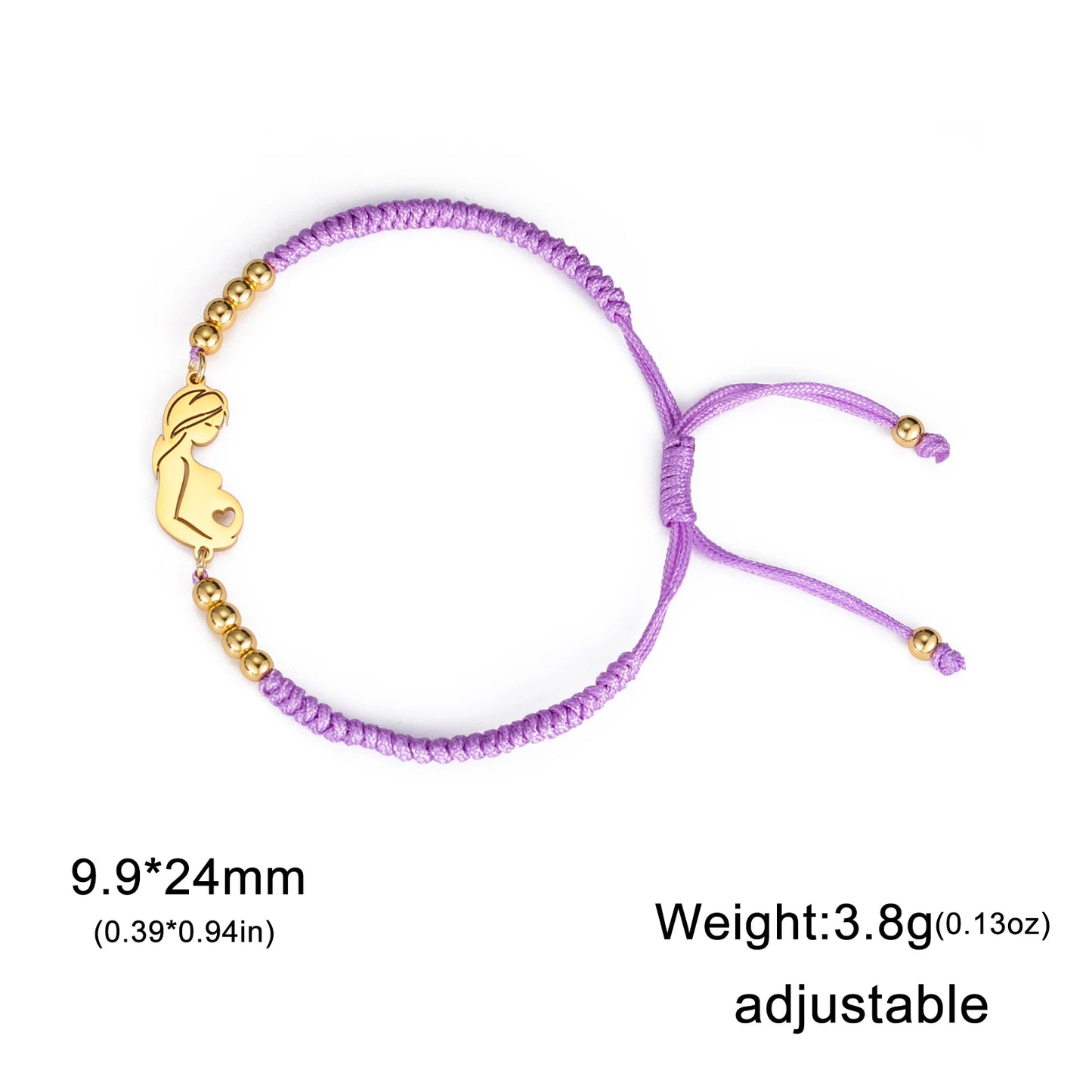 Teamer Stainless Steel Baby Mom Beads Charm Bracelet Red Black Purple Rope Bracelets Family Jewelry for Women Mother's Day Gift