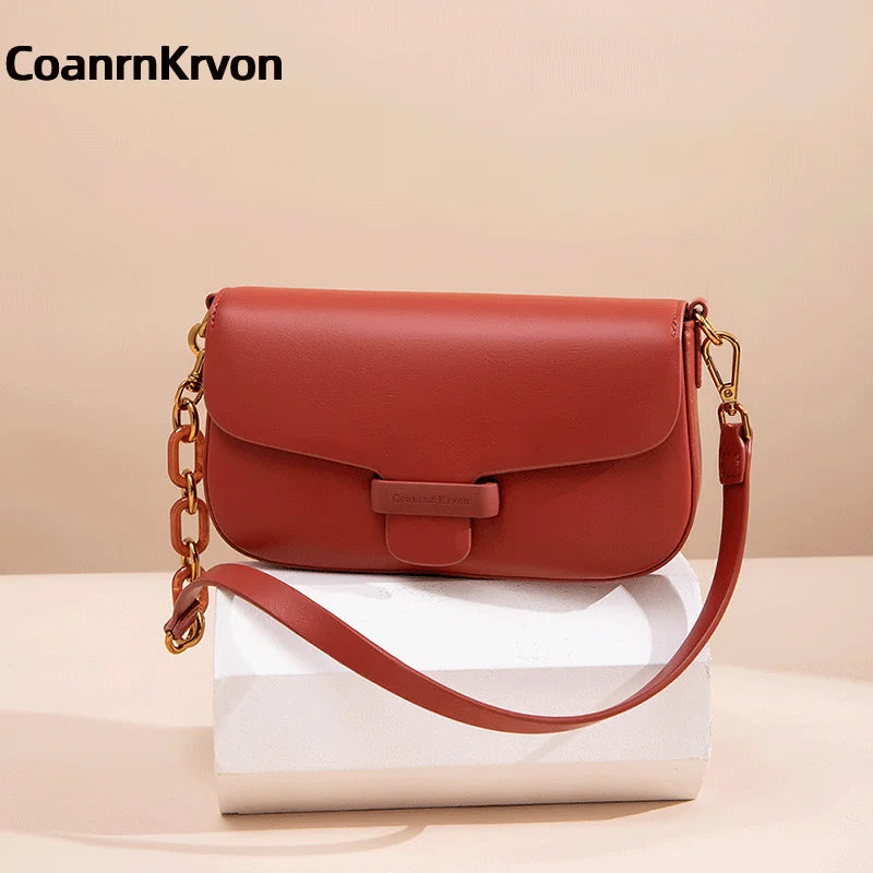 Genuine Leather Vintage Shoulder Bag Ladies Fashion Handbag Shopping Shoulder Bag Coin Purse Women hold-all Luxury Women's Bag