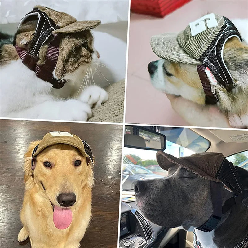 Outdoor Sports Hat with Ear Holes Adjustable for Small and Medium Dog Large Dogs