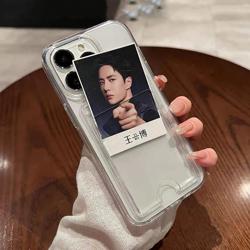 Luxury Crystal Clear Card Slot Wallet Holder Case For iPhone 16 15 14 12 13 11 Pro Max Plus Transparent Shockproof Acrylic Cover