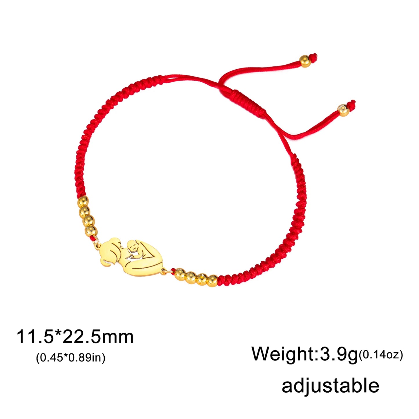 Teamer Stainless Steel Baby Mom Beads Charm Bracelet Red Black Purple Rope Bracelets Family Jewelry for Women Mother's Day Gift