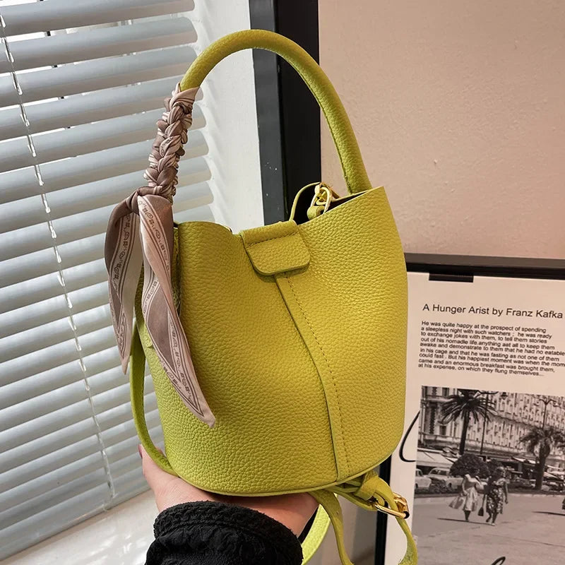 Luxury Brand Design Bucket Bag Ladies PU Leather