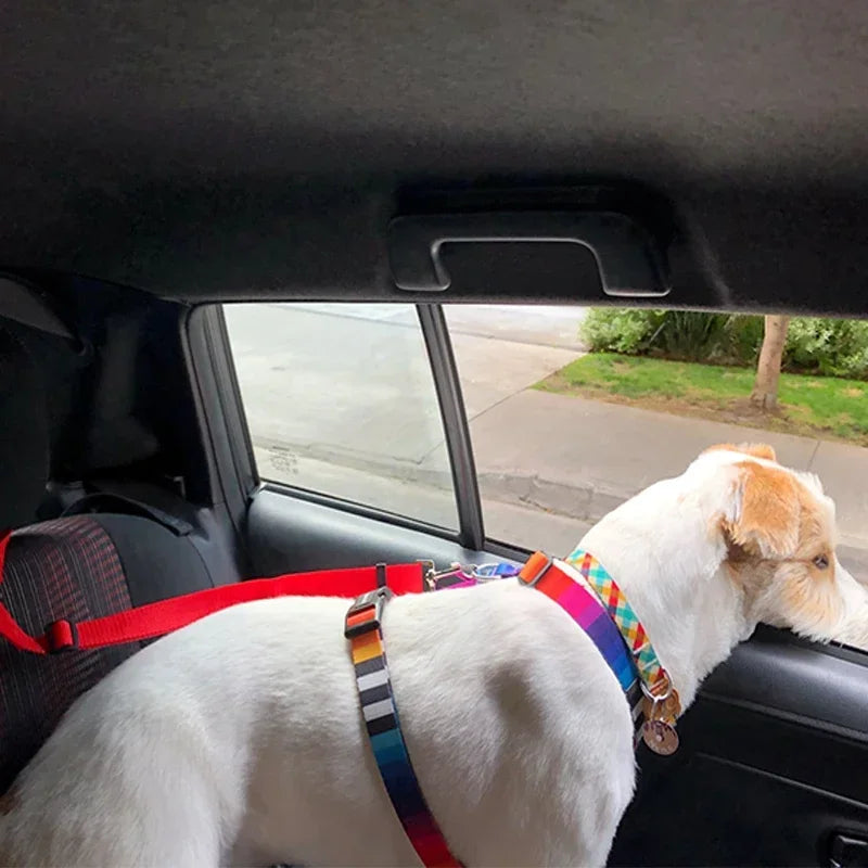 Backseat Safety Belt Adjustable Dogs Harness Collar Pet Accessories