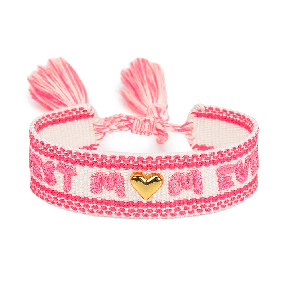 Woven Embroidery Bracelets Adjustable Bracelet Gift For Super Mom