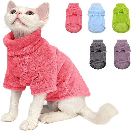 Turtleneck Cat Sweater Coat Winter Warm Hairless Cat Clothes