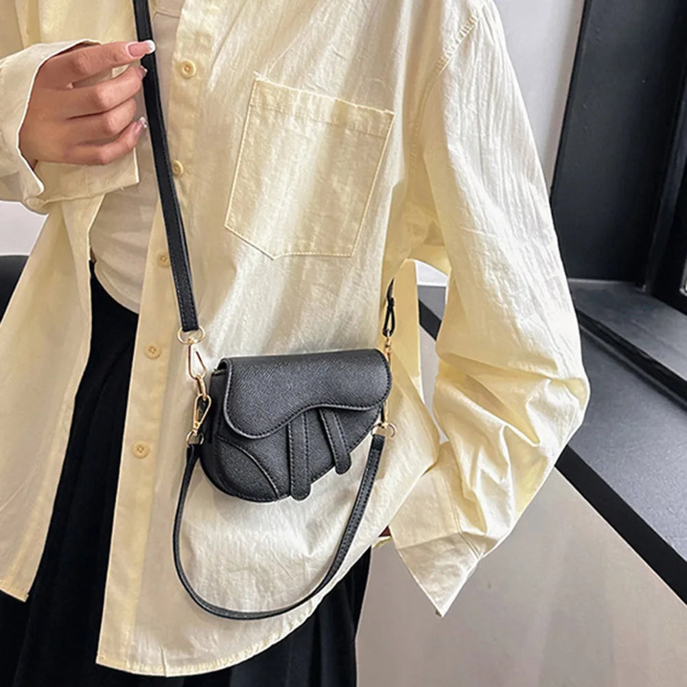 Women Mini Handbags Saddle Bag Fashion Underarm Bag Hasp Zipper Solid Color Casual Simple Messenger Bag Designer Handbags