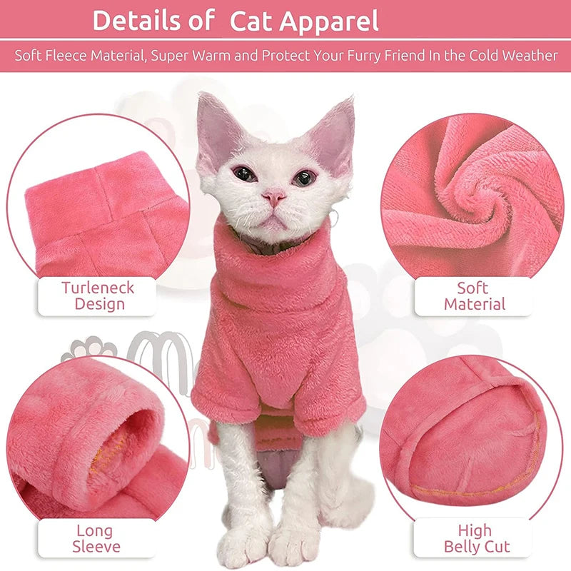 Turtleneck Cat Sweater Coat Winter Warm Hairless Cat Clothes