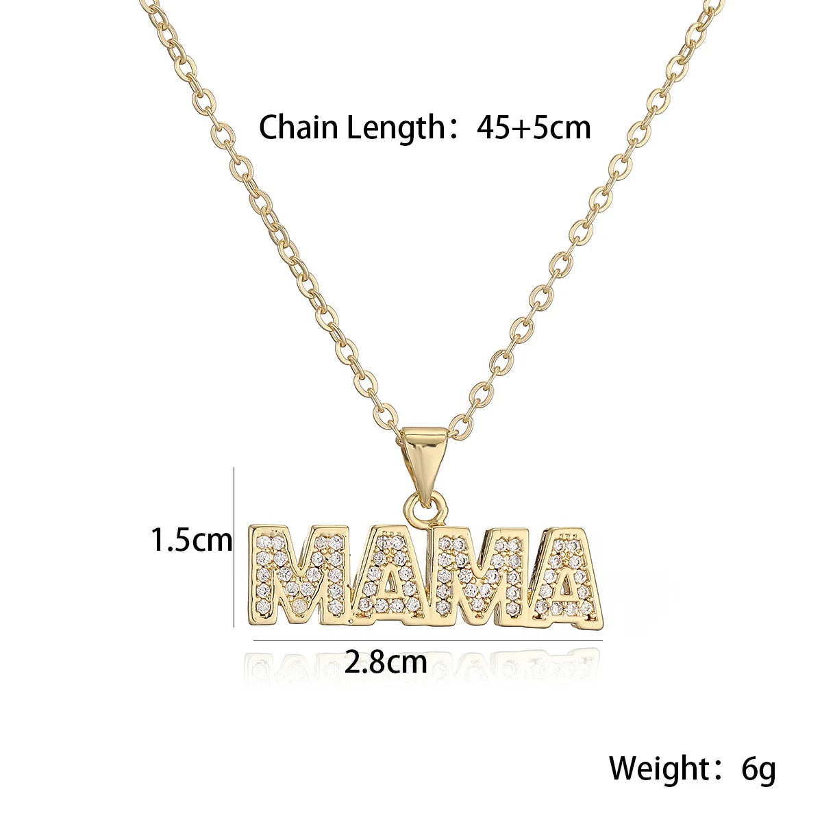NEWBUY 2025 Fashion Gold Color AAA CZ Inlay MAMA Pendant Necklaces Mother's Day Gift