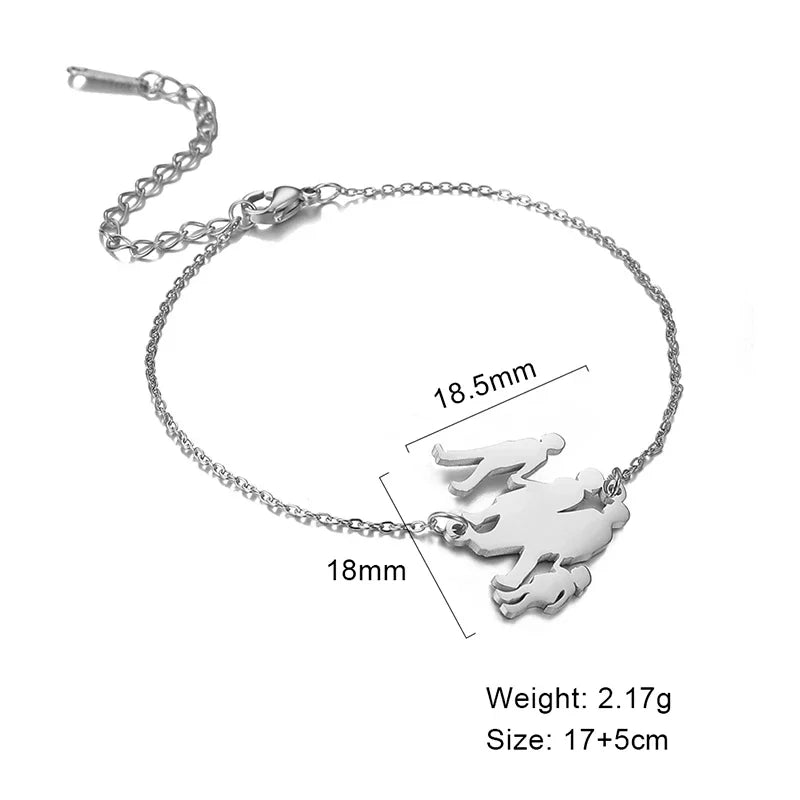 Teamer Stainless Steel Baby Mom Beads Charm Bracelet Red Black Purple Rope Bracelets Family Jewelry for Women Mother's Day Gift