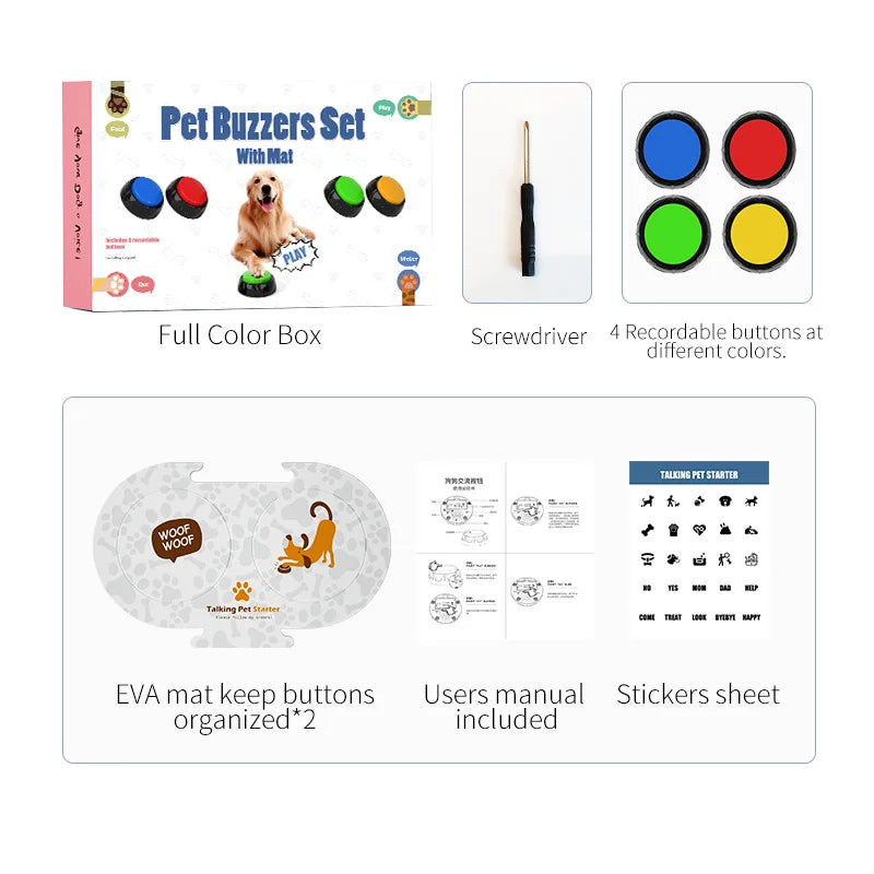 Pet Training Buttons Recordable Pet Talking Toys Pet Interactive toys Speech Buttons Speech Button for Dogs of All Sizes