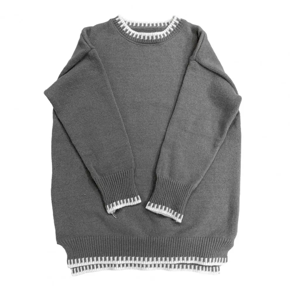 Two Piece Set Women Knit Sweater Wide Leg Pants Set Pullover Tops Elastic High Waist Straight Pants Lounge Wear Striped Tracksui