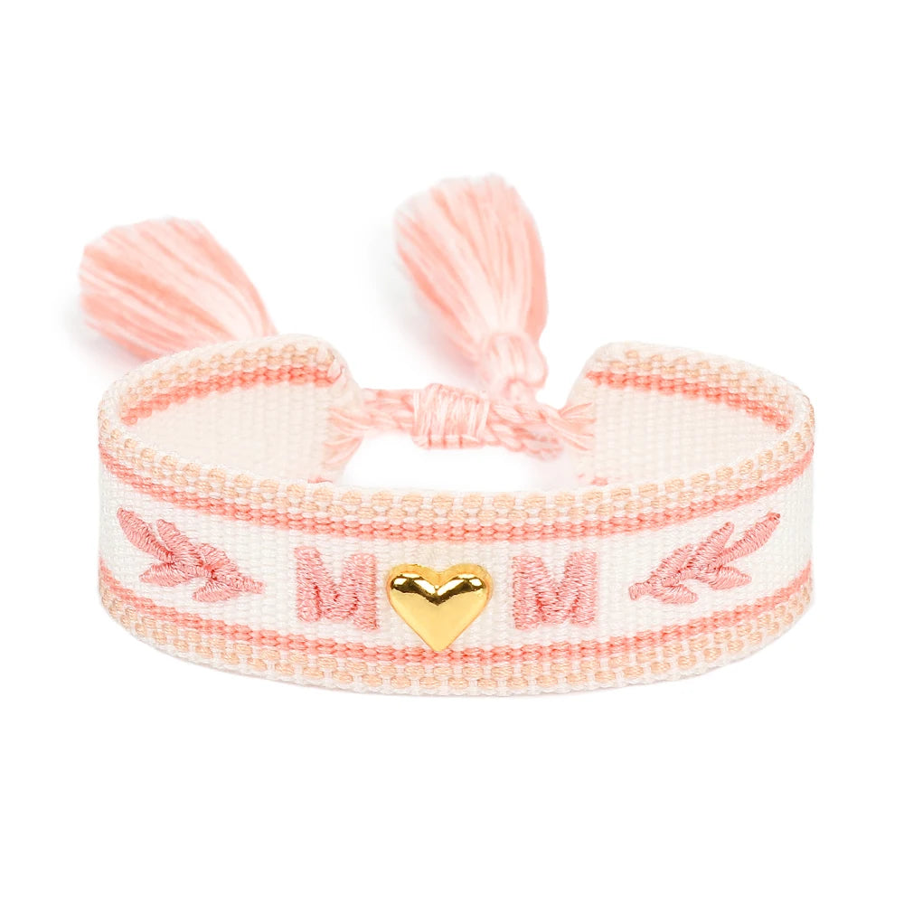 Woven Embroidery Bracelets Adjustable Bracelet Gift For Super Mom