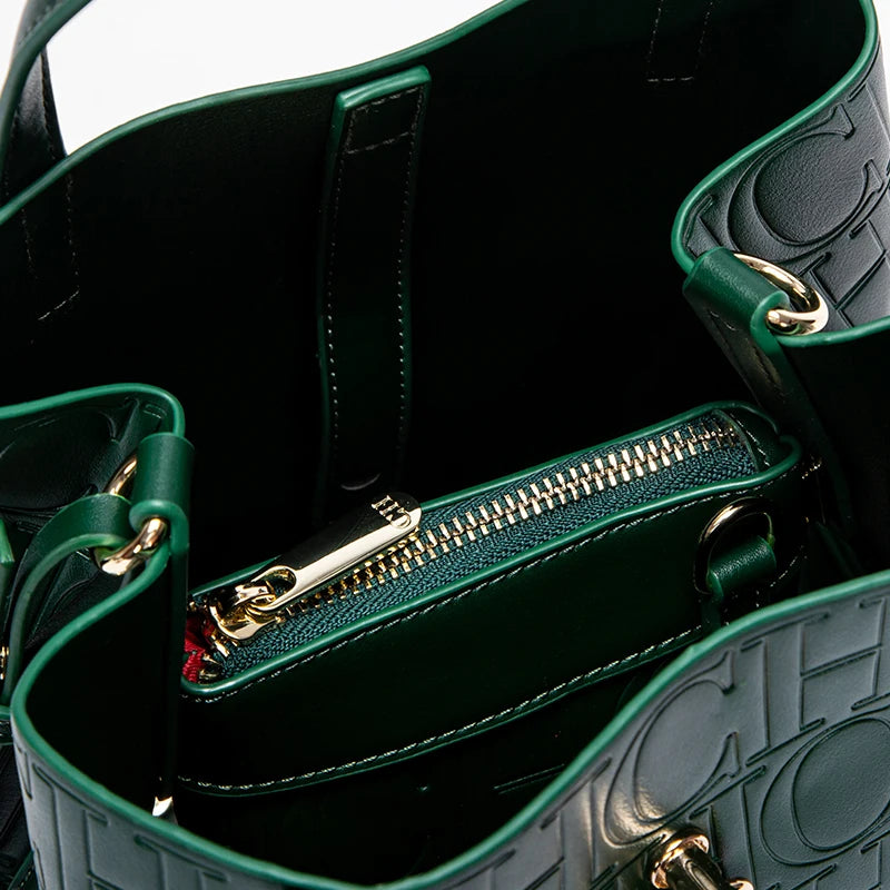 Women's Handbag Letter Printed Metal Accessories Large Capacity Solid Color