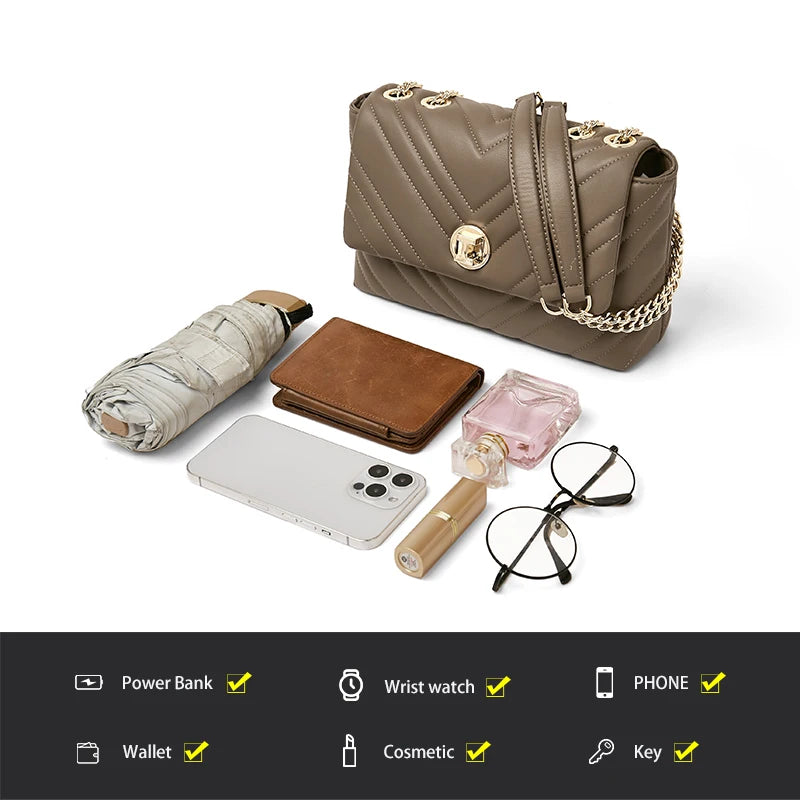 Luxury Split Leather Underarm Bag For Lady High Quality Christmas Gifts