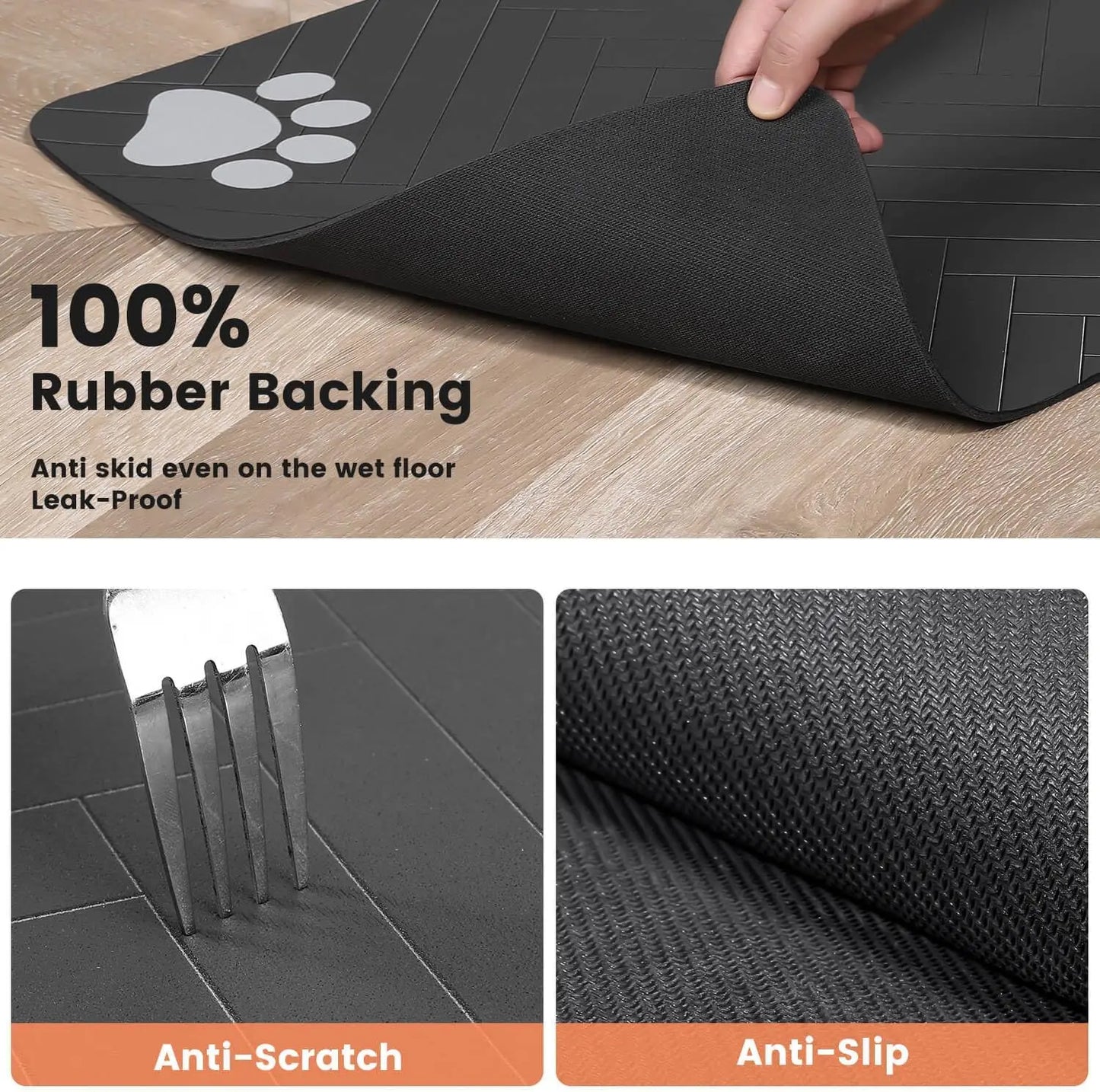 Feeding Mat-Absorbent Pet Placemat for Food and Water Bowl, with Waterproof Rubber Backing, Quick Dry Water Mat for Dog Cat