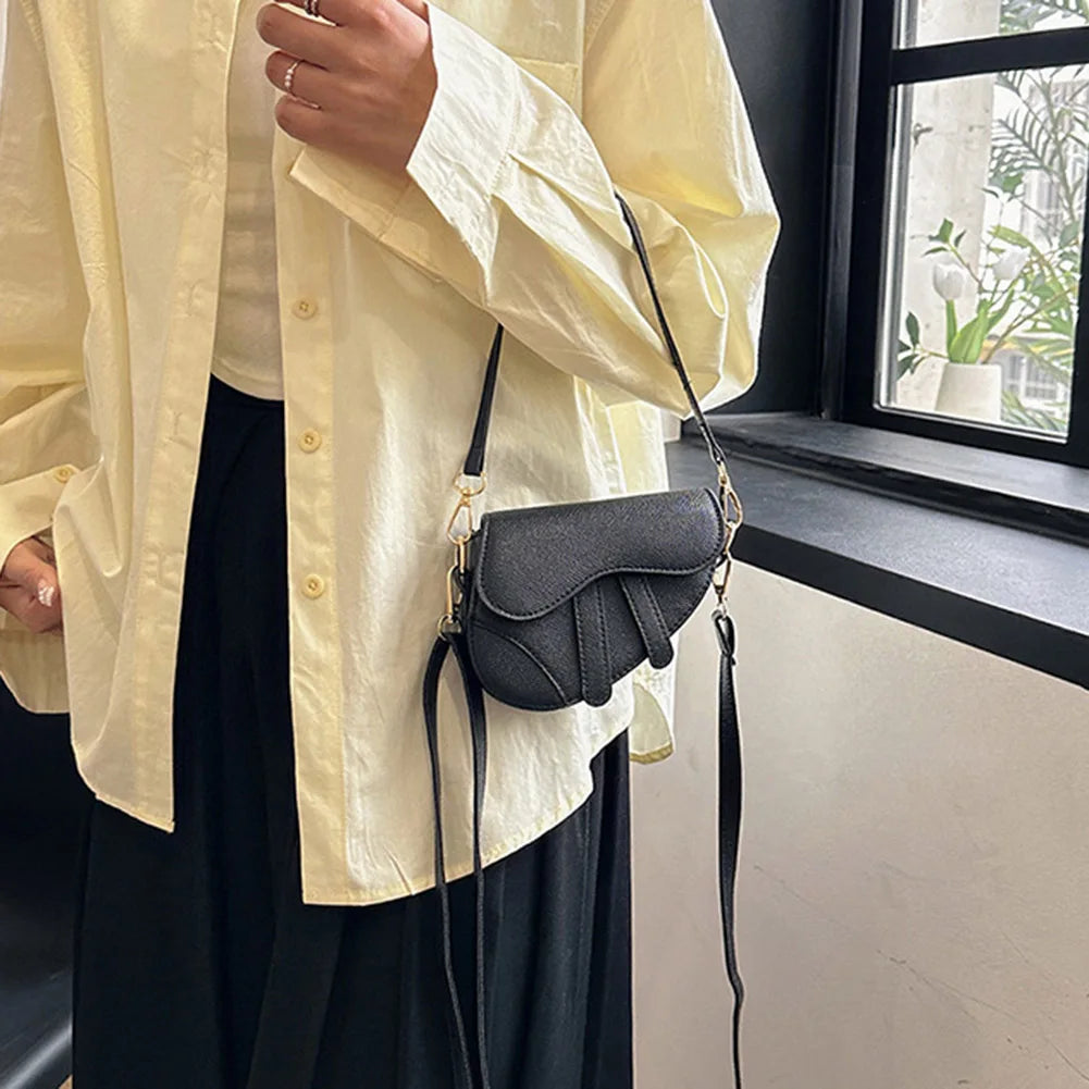 Women Mini Handbags Saddle Bag Fashion Underarm Bag Hasp Zipper Solid Color Casual Simple Messenger Bag Designer Handbags