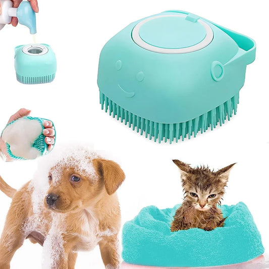 Pet Shampoo Dispenser Massager Bath Brush Bathroom